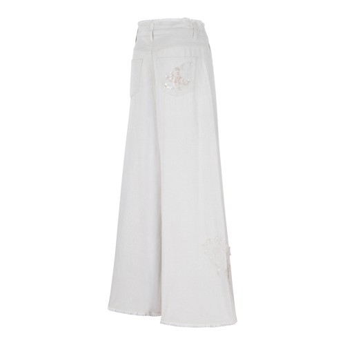 Hui Milano White Wide-Leg Tailored Trousers.
