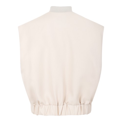 Nine In The Morning Beige Sleeveless Utility Jacket.