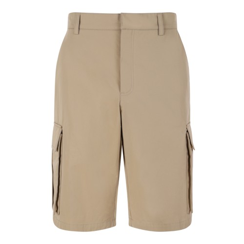 Balmain Beige Cotton Cargo Bermuda Shorts. 