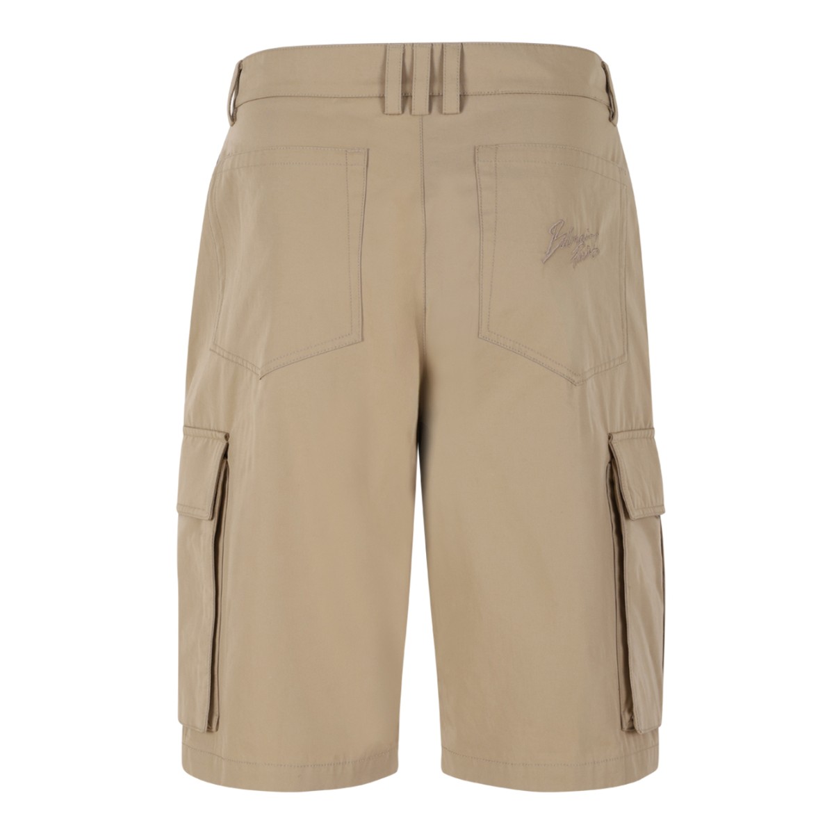 Balmain Beige Cotton Cargo Bermuda Shorts. 