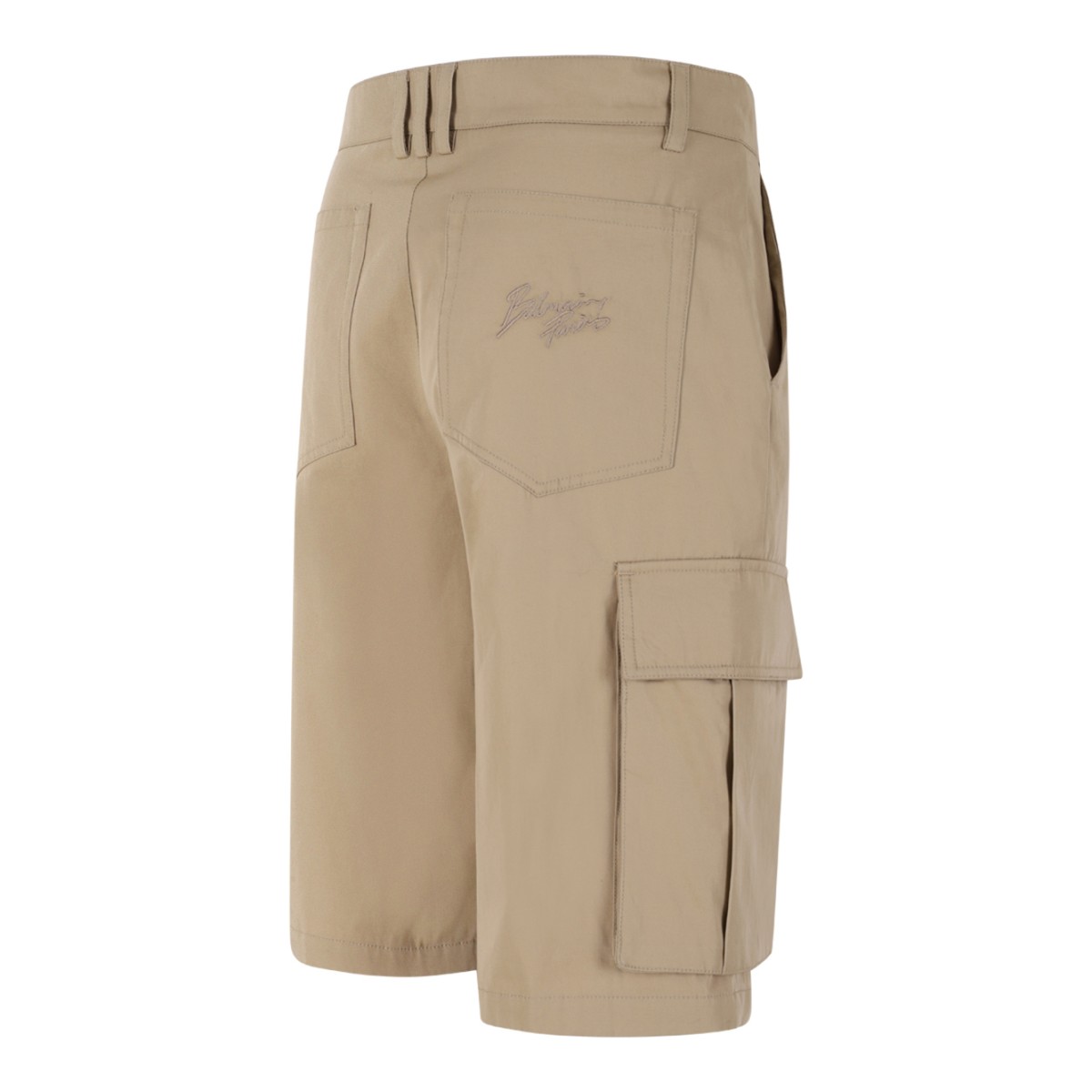 Balmain Beige Cotton Cargo Bermuda Shorts. 
