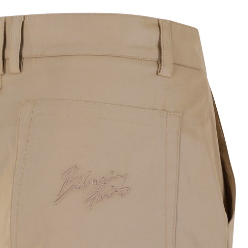 Balmain Beige Cotton Cargo Bermuda Shorts. 