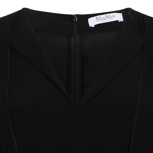 Max Mara Black Sleeveless Pleated Midi Dress.