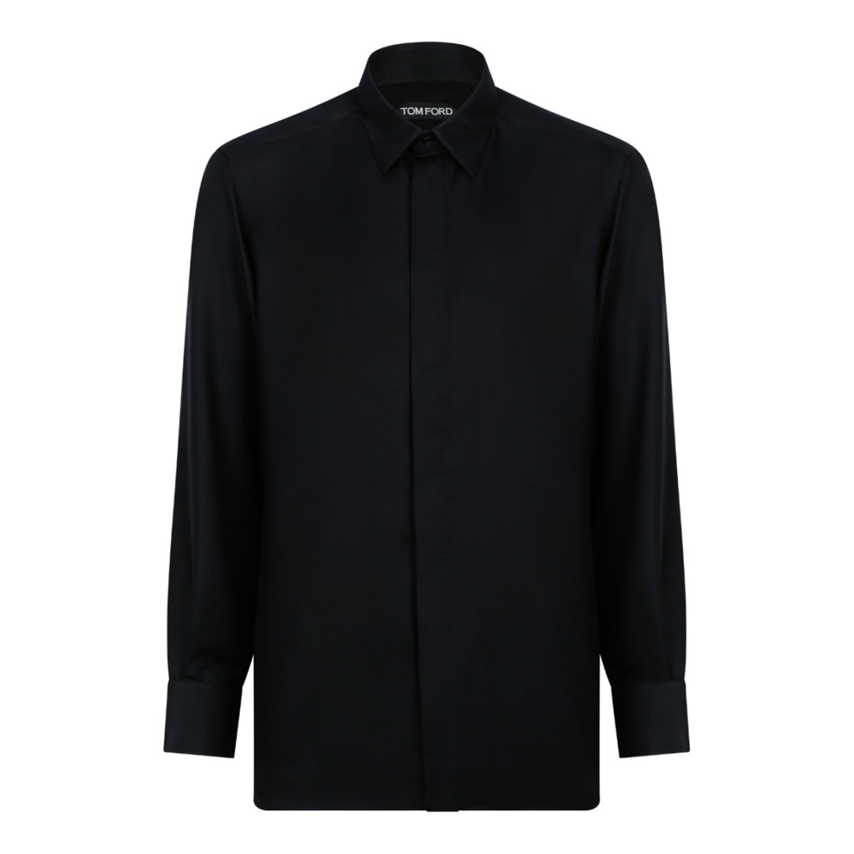 Tom Ford Black Silk Button-Up Shirt.