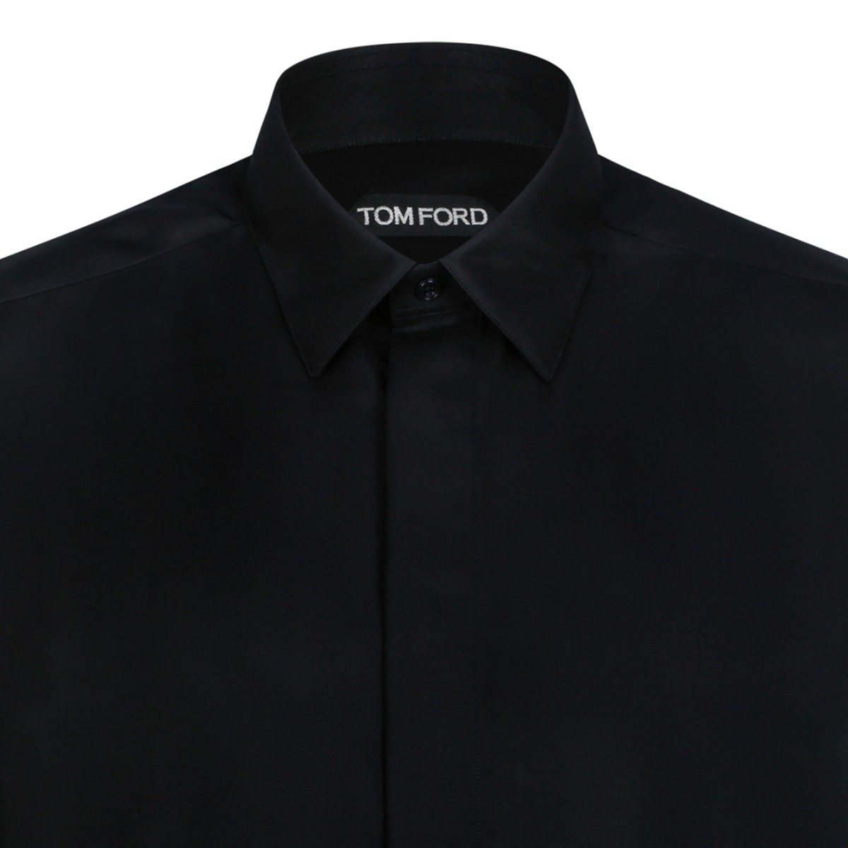 Tom Ford Black Silk Button-Up Shirt.