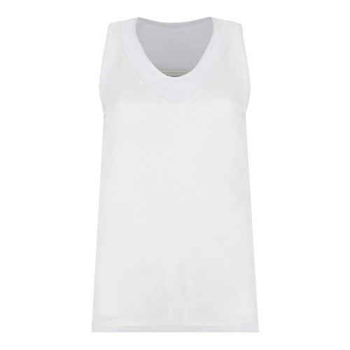 AMI Paris White Silk Sleeveless Top.