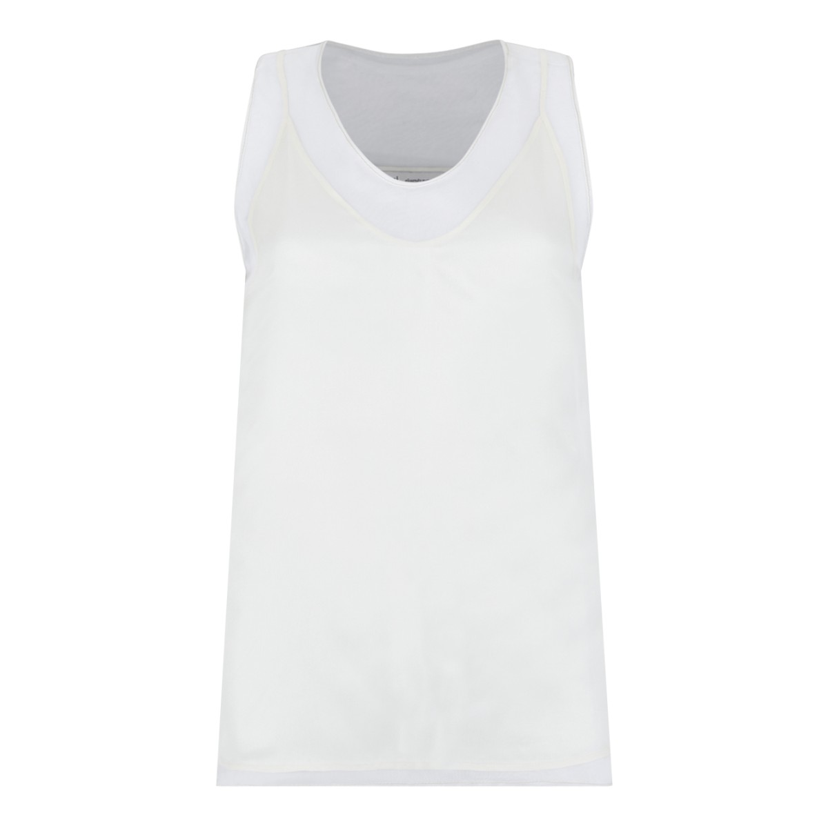 AMI Paris White Silk Sleeveless Top.