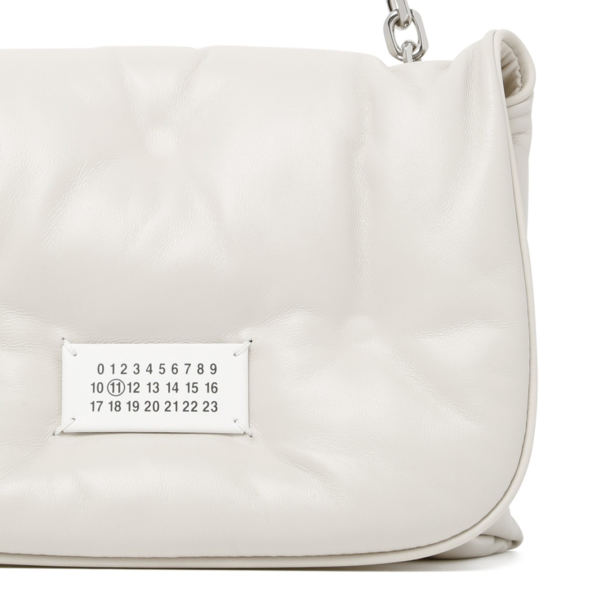 Maison Margiela Cream Leather Chain Shoulder Bag.  