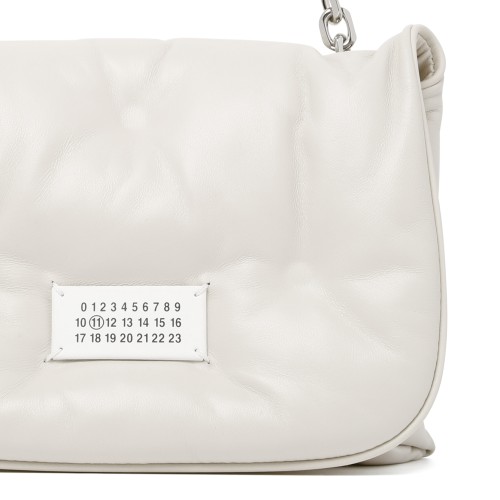 Maison Margiela Cream Leather Chain Shoulder Bag.  