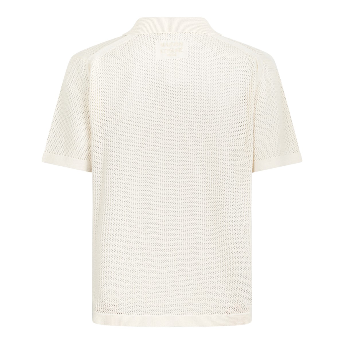 Maison Kitsun Cream Short-Sleeve Textured Knit Shirt.