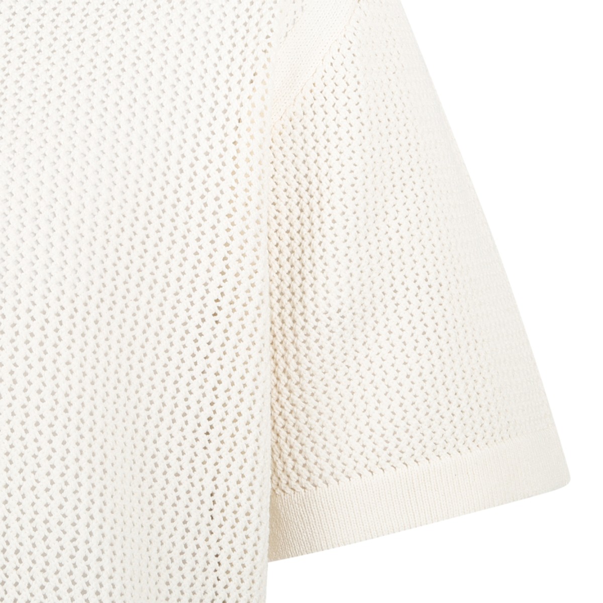 Maison Kitsun Cream Short-Sleeve Textured Knit Shirt.