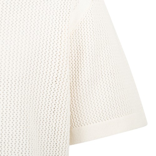 Maison Kitsun Cream Short-Sleeve Textured Knit Shirt.