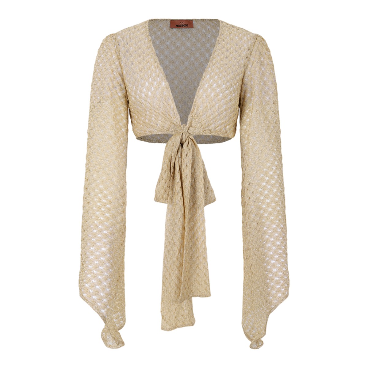 Missoni Beige Knit Wrap Top with Wide Sleeves.
