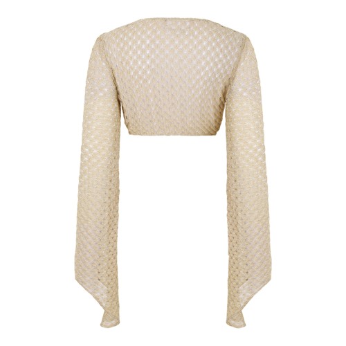 Missoni Beige Knit Wrap Top with Wide Sleeves.
