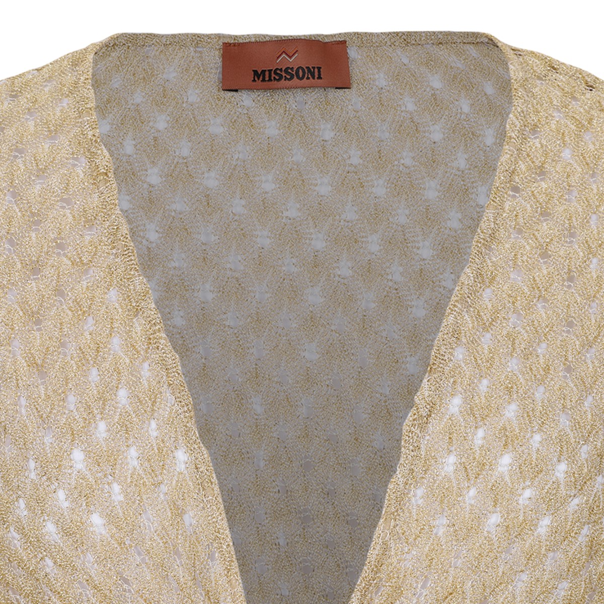 Missoni Beige Knit Wrap Top with Wide Sleeves.