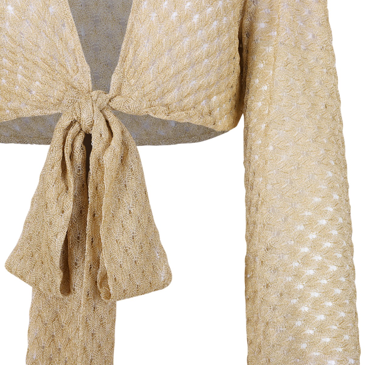 Missoni Beige Knit Wrap Top with Wide Sleeves.
