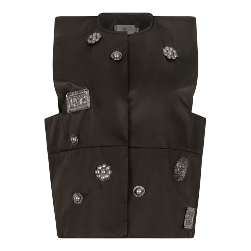 Hui Milano Black Embellished Sleeveless Vest.