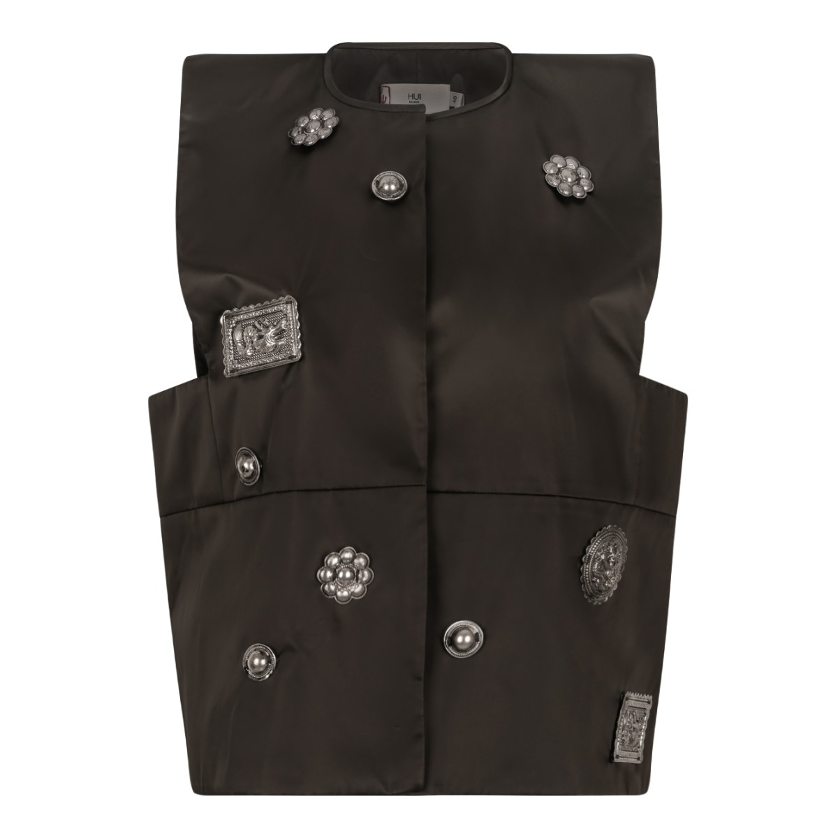 Hui Milano Black Embellished Sleeveless Vest.