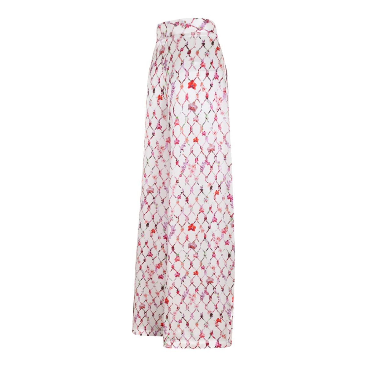 Genny White Printed Wide-Leg Trousers.