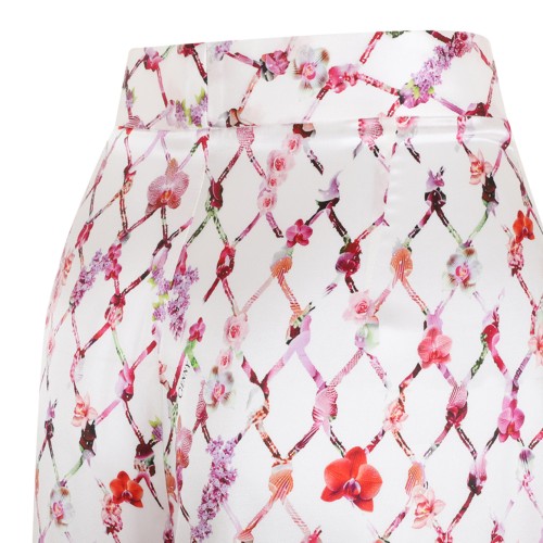 Genny White Printed Wide-Leg Trousers.