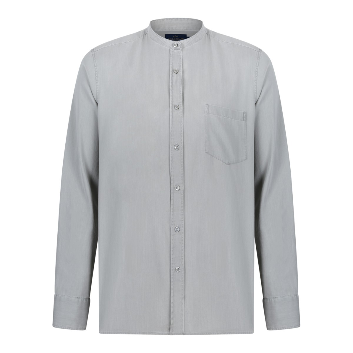 Paul & Shark Light Grey Cotton Mandarin Collar Shirt.