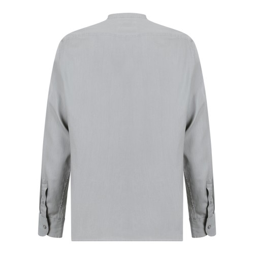 Paul & Shark Light Grey Cotton Mandarin Collar Shirt. 2
