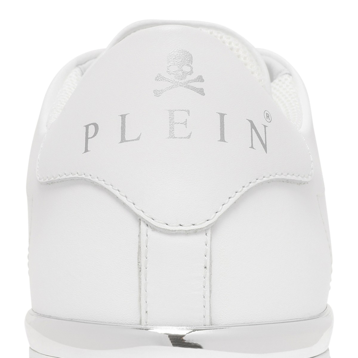 Philipp Plein White Leather Sneakers with Logo Detail.