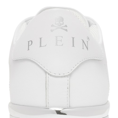 Philipp Plein White Leather Sneakers with Logo Detail.