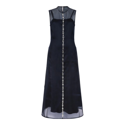 Fabiana Filippi Grey Sleeveless Silk Embellished Dress. 
