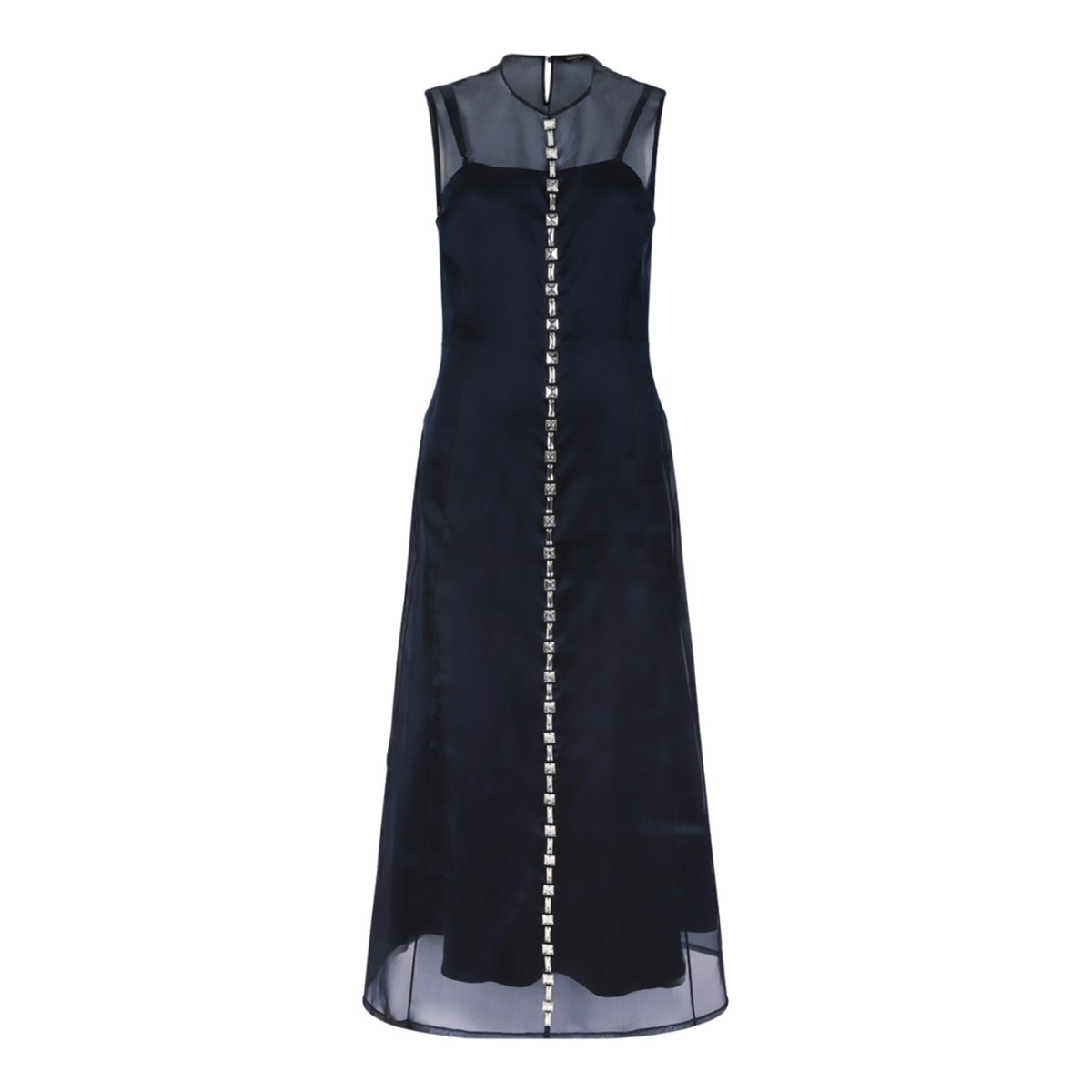 Fabiana Filippi Grey Sleeveless Silk Embellished Dress. 
