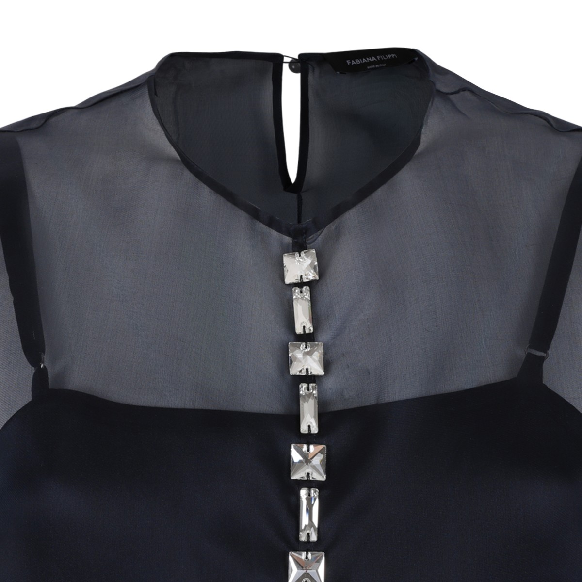 Fabiana Filippi Grey Sleeveless Silk Embellished Dress. 