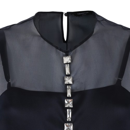 Fabiana Filippi Grey Sleeveless Silk Embellished Dress. 