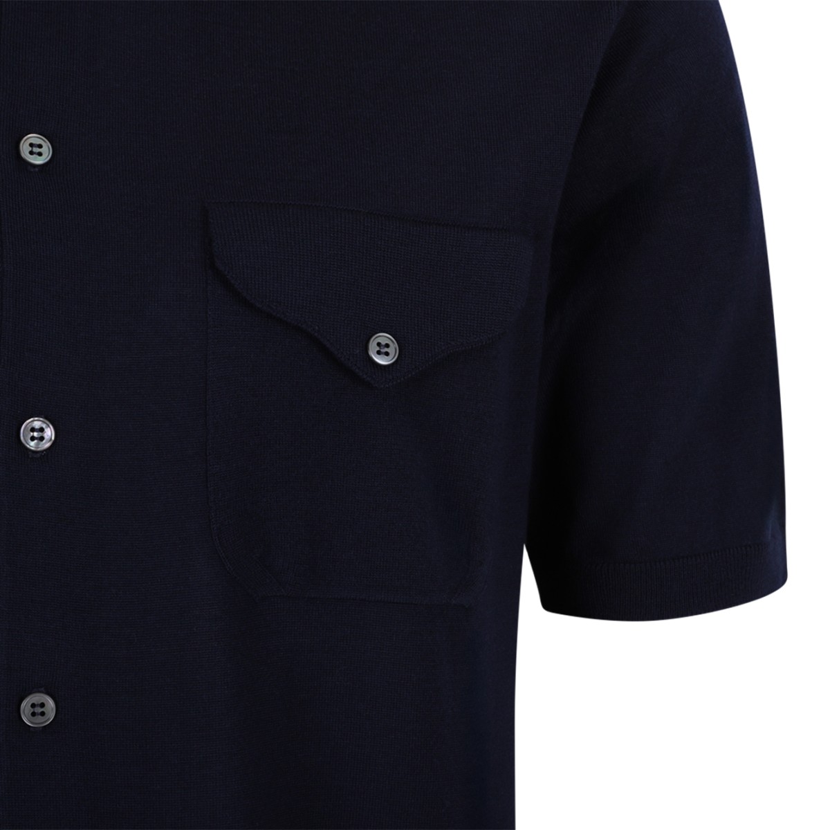 Versace Navy Short-Sleeve Cotton Shirt with Utility Pockets.