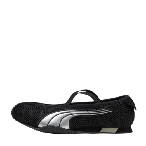 Puma Black Mesh Ballet-Inspired Sneakers.