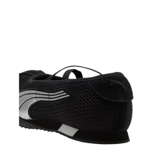 Puma Black Mesh Ballet-Inspired Sneakers.