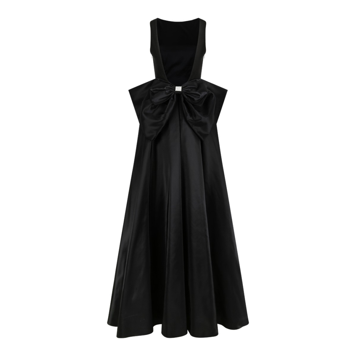Nissa Black High-Neck Flared Maxi Dress.