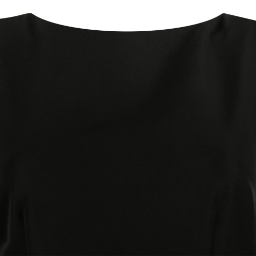 Nissa Black High-Neck Flared Maxi Dress.