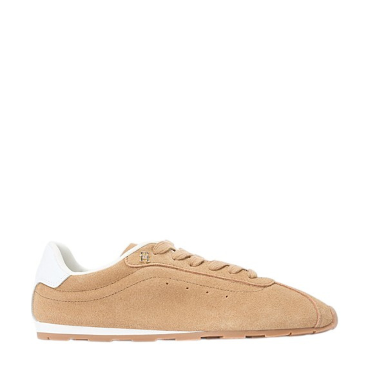 Tommy Hilfiger Beige Suede Low-Profile Sneakers.  