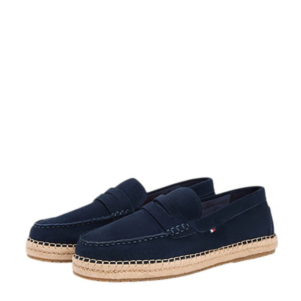 Tommy Hilfiger Navy Espadrille-Style Penny Loafers.