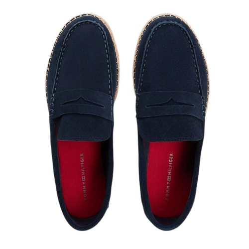 Tommy Hilfiger Navy Espadrille-Style Penny Loafers.
