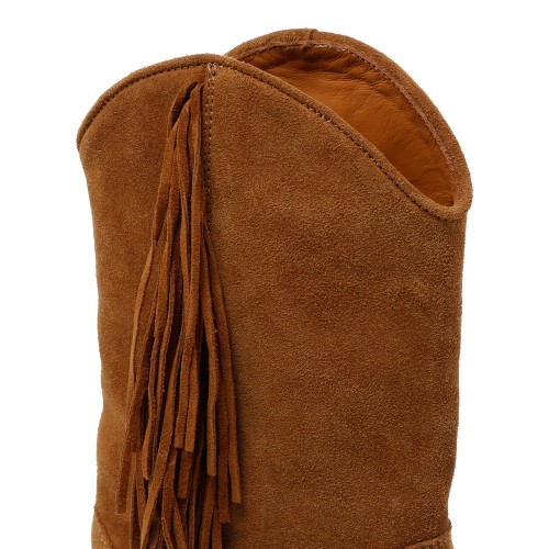 Vic Mati Brown Suede Fringe Ankle Boots.