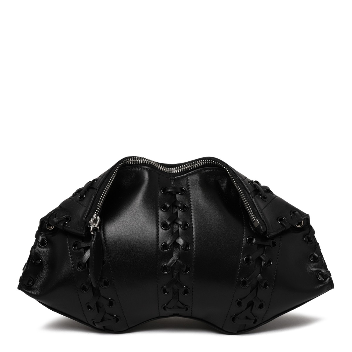 Alexander McQueen Black Leather Studded Corset Belt.
