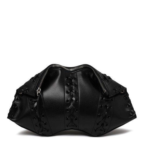 Alexander McQueen Black Leather Studded Corset Belt.