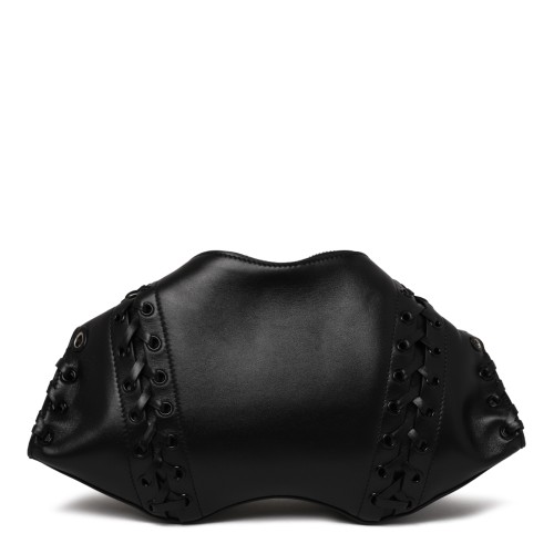 Alexander McQueen Black Leather Studded Corset Belt. 2