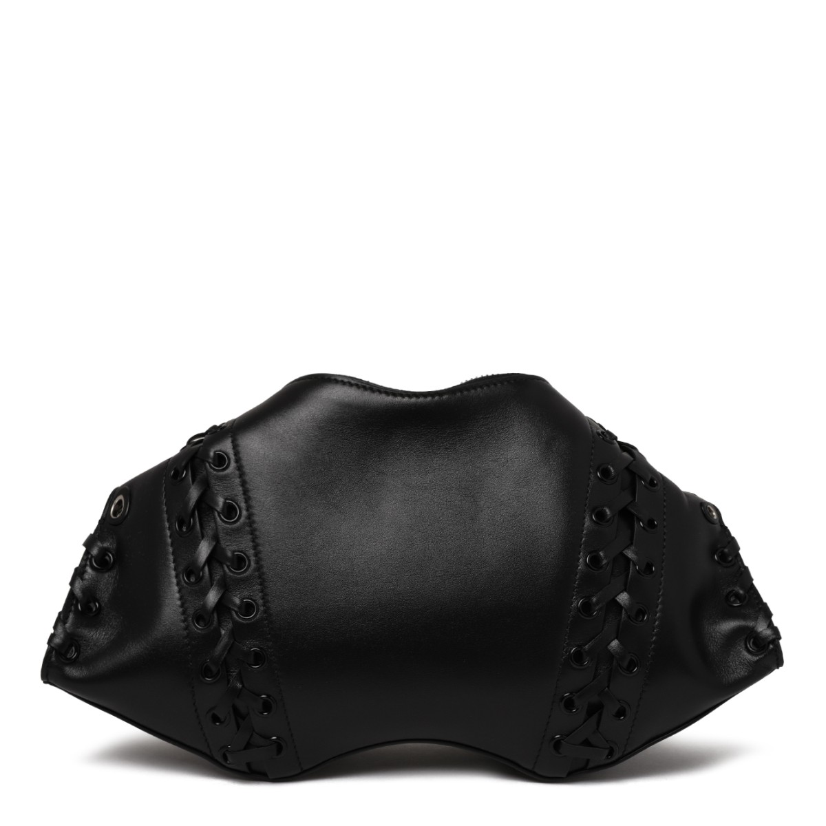 Alexander McQueen Black Leather Studded Corset Belt.