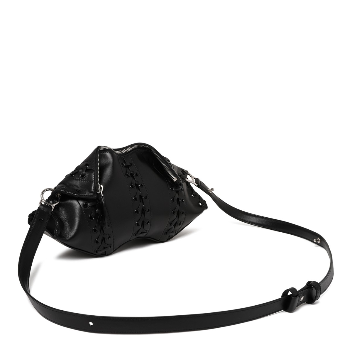 Alexander McQueen Black Leather Studded Corset Belt.