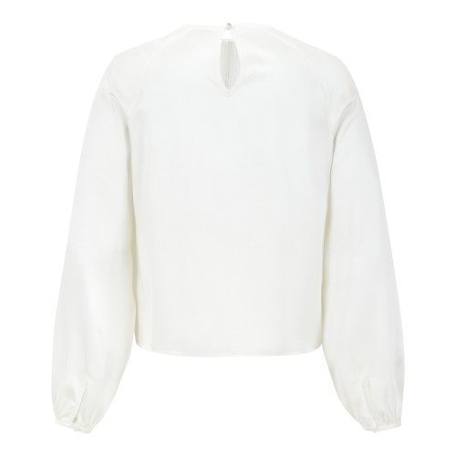 Fabiana Filippi White Silk Blouse with Gathered Details.  