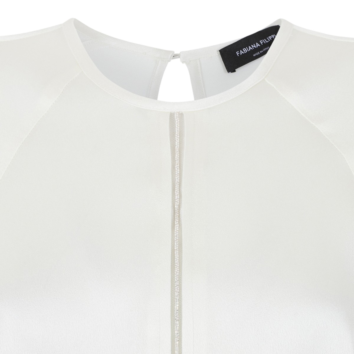 Fabiana Filippi White Silk Blouse with Gathered Details.  