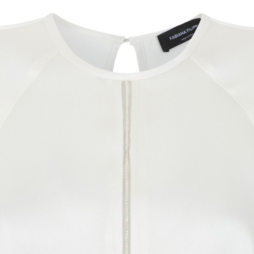 Fabiana Filippi White Silk Blouse with Gathered Details.  