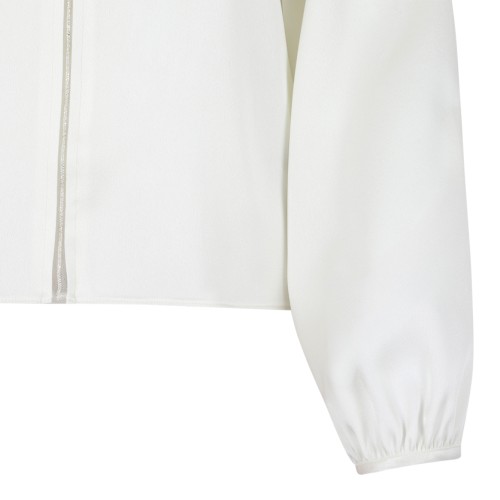 Fabiana Filippi White Silk Blouse with Gathered Details.  
